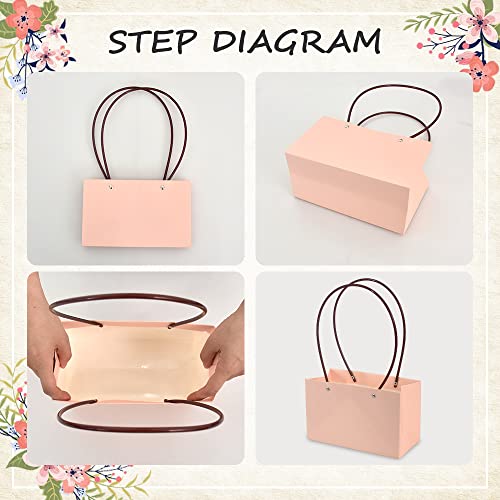 BEISHIDA Multi Flower Gift Bags for Bouquets,4PCS Rectangle Flower Bouquet Box with Handle for Bouquet Packaging Floral Wr...