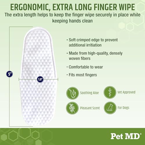 Dog Ear Cleaning Finger Wipes with Aloe Vera & Eucalyptus Oil – Veterinarian Formulated Pet Ear Wipes for Dog Ear Care – M...