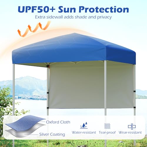 Tangkula 6x4 Ft Pop Up Canopy, UPF 50+ Instant Setup Canopy Tent with Sidewall, 4 Stakes, Portable Outdoor Canopy with Car...