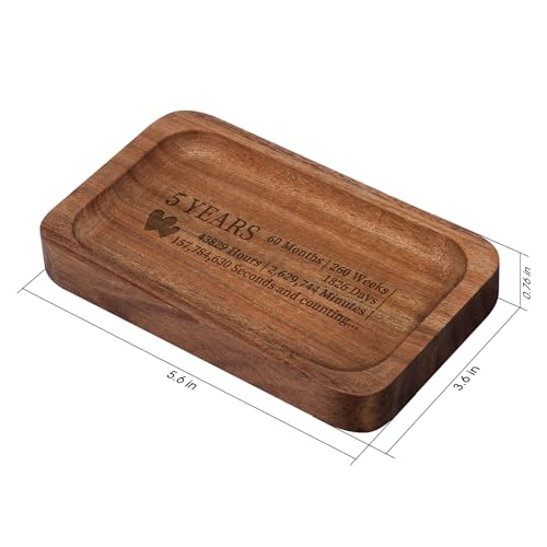 Soziprix 5th Anniversary Wedding Gifts for Wife, Husband – Handmade Acacia Wood Jewelry Tray, the Best Gift to Celebrate F...