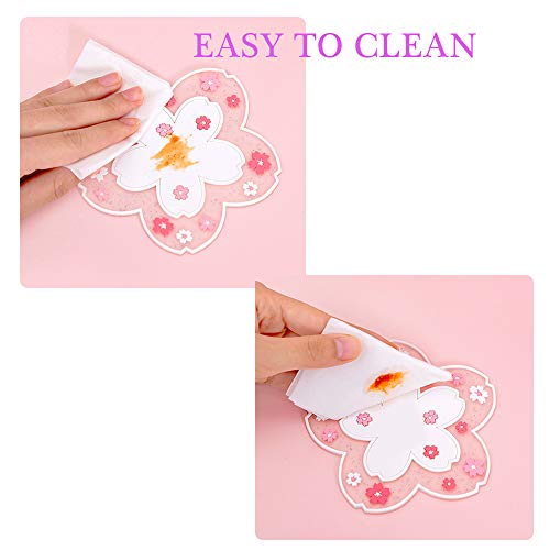 Sakura Coffee Cup Mat Kawaii Coaster 2PCS Cute Cherry Blossom PVC Home Tea Mug Pink Flower Pattern Anti-Skid Pot Bowl Pad ...