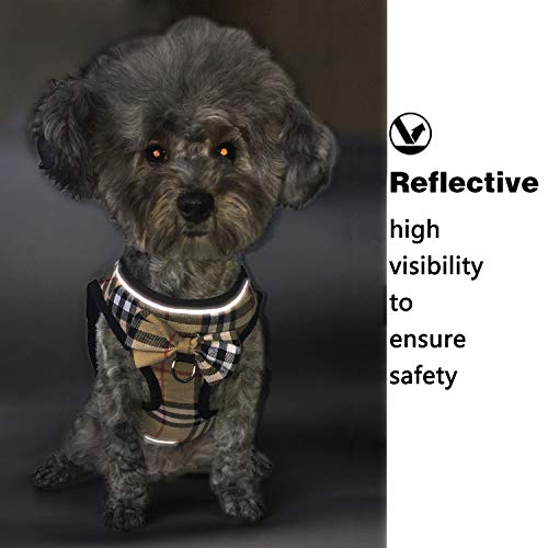 Mesh Soft Dog Harness, Adjustable No Pull Reflective Comfort Pet Vest for Dogs (Light Khaki, Small)
