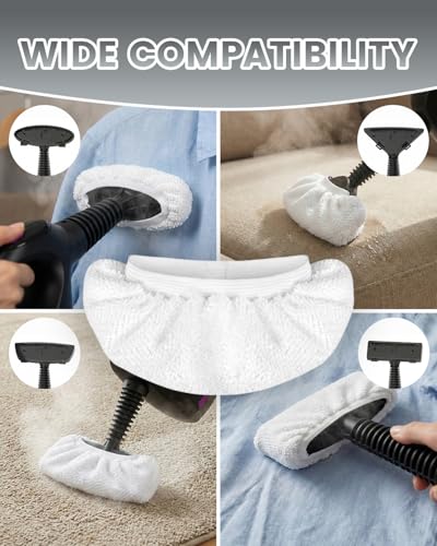 TEEVOGO 8 Pack Universal Microfiber Cloths for Handheld Steam Cleaner, Double-Layered Reusable & Washable Pads, Compatible...