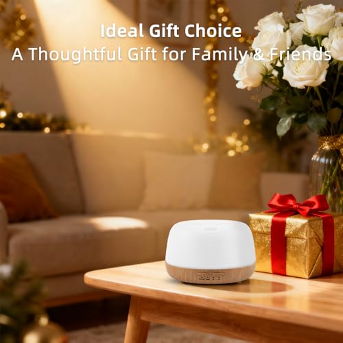 KIMWUVI 300ML Essential Oil Diffuser with Remote Control,Quiet Ultrasonic Cool Mist Aromatherapy Diffuser,7 Color LED Ligh...