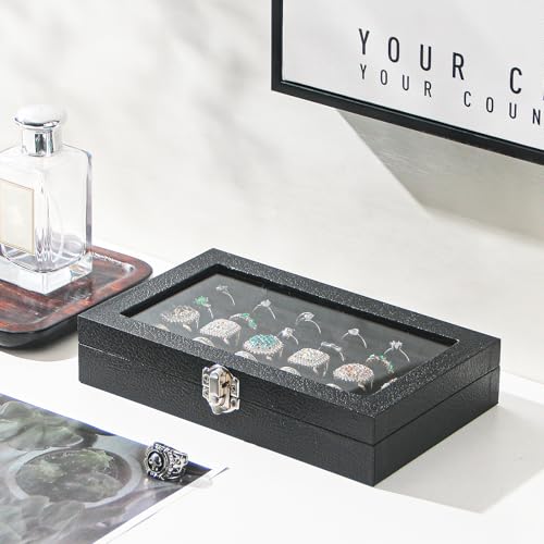 Kanwoder Ring Organizer Box for Jewelry,Rings Cufflinks Storage Case,Small Jewelry Box for Travel, Pretty Gifts for Girls,...