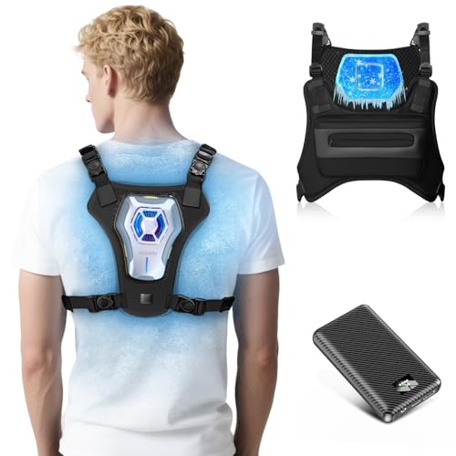 THOUSTA Portable Cooling Vest with 30000mAh Battery, Wearable Cooler with Chest Pack, Lightweight Heat Relief Gear