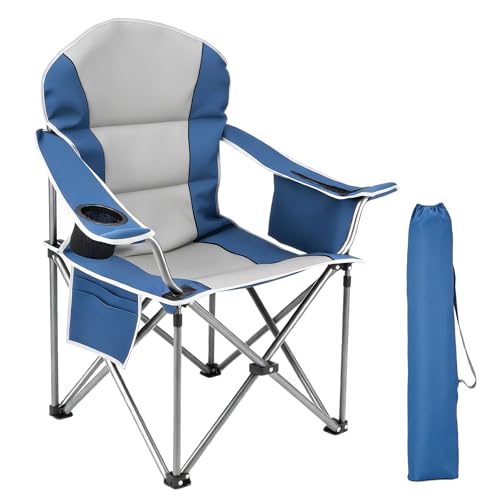 NEWBULIG Oversized Folding Camp Chair for Adults, 500 LBS Heavy Duty Support, Portable Outdoor Collapsible Chairs, with Cu...