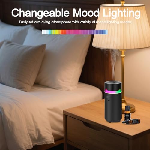 HODEMI Portable Smart Car Essential Oil Diffuser,Cordless Mini Cold Mist Aromatherapy Air Freshener Diffuser with Mode Mem...