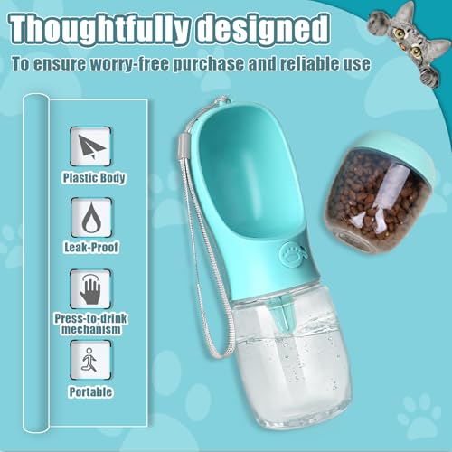 Bestac Portable 2-in-1 Pet Food & Water Feeder Leak-Proof Travel Bowl, Hiking & Walking Pet Water Dispenser (Blue, 350)