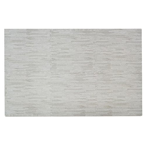 Home Aesthetics 100 Sq. Ft 3/8 Inch Thick Printed Foam Tiles Interlocking Foam Mat, 24" x 24", 25 pcs, White Wood Grain St...
