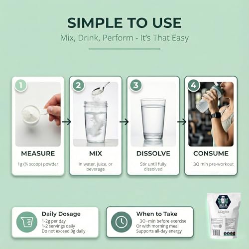 Bulk Essentials l Carnitine Supplement – Unflavored 100g Amino Acid for Metabolism & Endurance – USA Made Non GMO, Gluten-...
