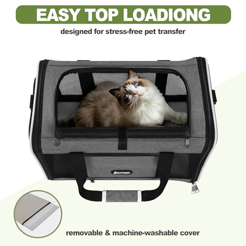 GAPZER Cat Carrier 18x11x11 Top Load Soft Pet Travel Bag Over 15 lbs, Collapsible Small Dog Puppy Crate 10 Pounds, Small A...