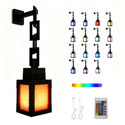 ZQSLKI Pixel Lantern Night Light - 16 Color Changing LED Mood Light with Remote Control, Desk & Wall Mountable, Dimmable T...