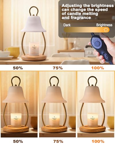 HONGZZI Candle Warmer Lamp with Timer & Dimmer - Electric Candle Light Warmer for Jar Candles, Adjustable Brightness, 2 Re...