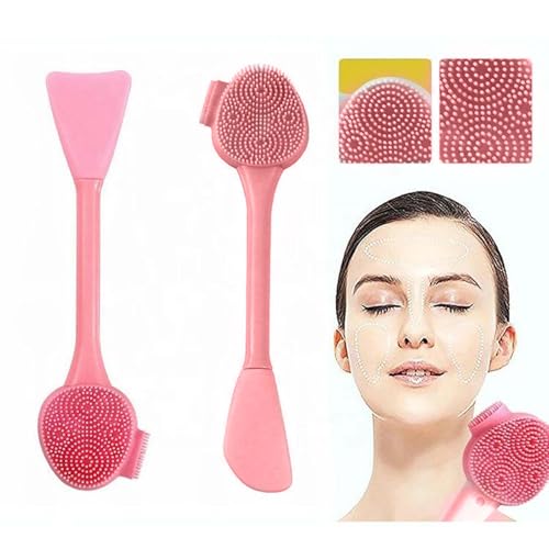 2PCS Silicone Facial Cleanser Tool,Silicone Face Manual Beauty Tools Facial Cleanser Soft Bristle Cleaning Tool Double-Sid...