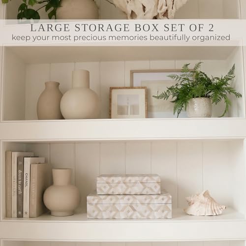 ZICOTO Decorative Storage Boxes with Lids - Set of 2 Beautiful Organizer Bins for Your Bookshelf Home Decor - Safely Store...