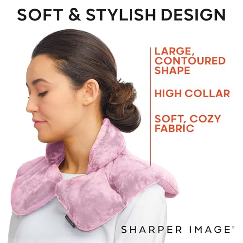 Sharper Image Heated Neck & Shoulder Wrap - Microwavable Warm & Cooling Plush Pad, Scented Aromatherapy (100% Natural Lave...