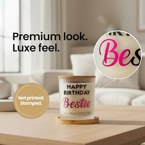 Wick and Wit Bestie Birthday Gifts for Women - Happy Birthday Bestie Gifts for Women Friend Friendship Soy Candle Gift Set...
