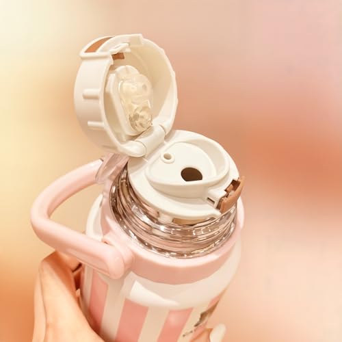 YJMOE 27oz Insulated Water Bottle, Stainless Steel cute cup with Straw & Direct-Drink Lid, Leak-Proof Travel Cup with Hand...