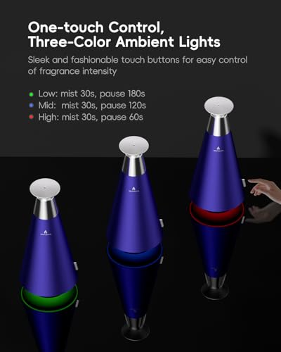 Wireless Rechargeable Waterless Oil Diffuser Starter Kit - 1500 Sq Ft Coverage, Alloy Atomization System,Mood Light,Hotel ...