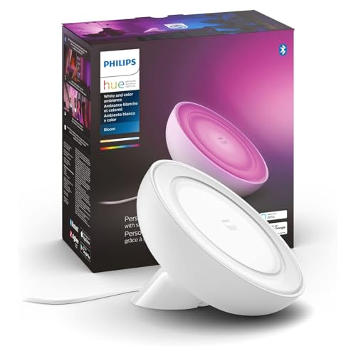Philips Hue Bloom Smart Table Lamp, White - White and Color Ambiance LED Color-Changing Light - 1 Pack - Control with Hue ...