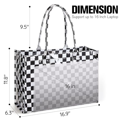 KALIDI PVC Tote Bag Women’s Kraft Paper Work Handbags Purses with Top Handle