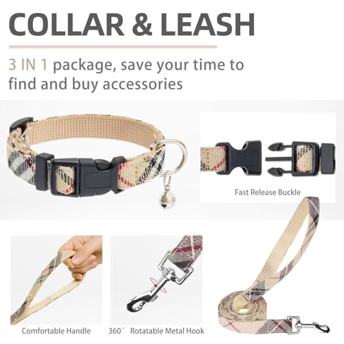 PUPTECK Adjustable Dog Harness Collar and Leash Set Step in No Pull Pet Harness for Small Medium Dogs Puppy and Cats Outdo...