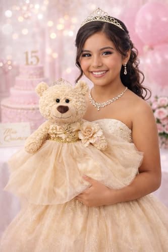 KINNEX COLLECTIONS SINCE 1997 Large 20” Quinceañera Teddy Bear Centerpiece – Elegant Dress, Oversized Keepsake Gift for 15...