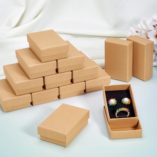 Craftdady 24pcs Tan Jewelry Gift Boxes 3 x 2 x 1 Inch Small Gift Boxes Cardboard Necklace Boxes Earring Pendants Boxes Rec...