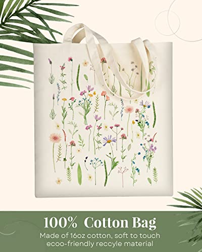 AUSVKAI Canvas Tote Bag Aesthetic for Women, Cute Reusable Cloth Cotton Bags for Shopping Beach Grocery