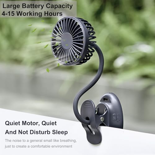 Glovion Clip On USB Mini Desk Fan with Emergency Power Bank, Battery Operated Rechargeable Portable Fan - Flexible Neck, 3...