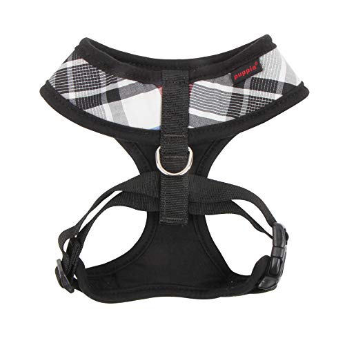 Puppia Junior Over-The-Head Dog Harness Checkered Pattern No Choke No Pull Adjustable Chest Belt Walking Training for Smal...