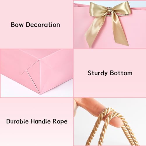 JMANNI Gift Bag, 1PCS Gift Bags with Ribbon and 1 Greeting Cards 2 Tissue Paper, Portable Paper Gift Bag with Handles, Bir...