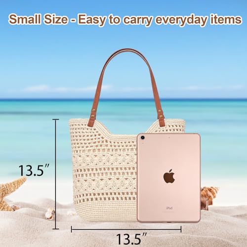 Peicees Small Crochet Beach Bag For Women- Woven Boho Purse Knitted Shoulder Bag For Summer Vacation Beachy Travel Pool