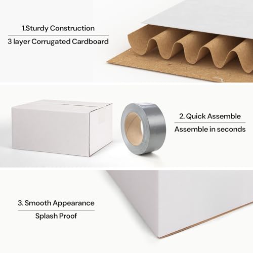 Rempry 30 Pack 8x6x4 Shipping Boxes White, Small Corrugated Cardboard Box for Mailing, Packaging Small Business, Kraft Mai...