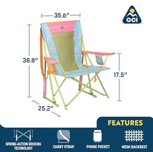 GCI Outdoor Comfort Pro Rocker Camping Chair | Portable Folding Rocking Chair with Durable Armrests & Drink Holder — Sweet...