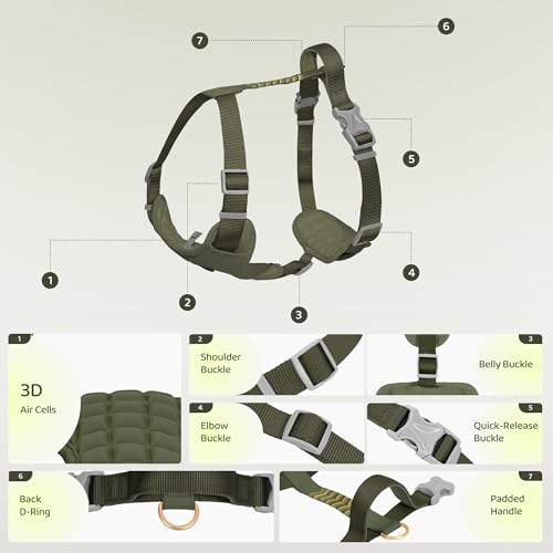 Xlife No-Pull Dog Harness for Medium Dogs - Easy On/Off Adjustable Vest with 3D Air Cushion, Safety Buckle & No-Choke D Ri...