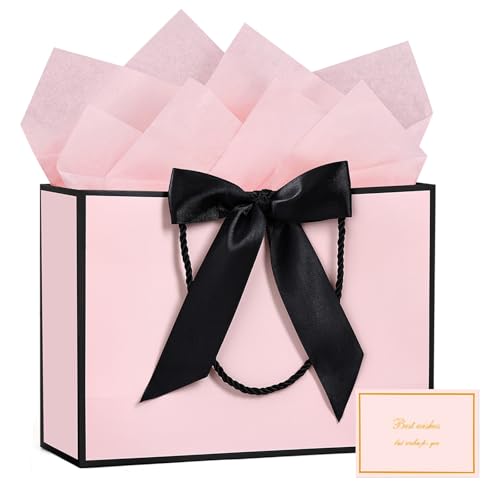 JMANNI Gift Bags with Handles, 13” Medium Gift Bag for Presents, 1 Pcs Bags with 2 Tissue Paper and 1 Cards for Baby Showe...