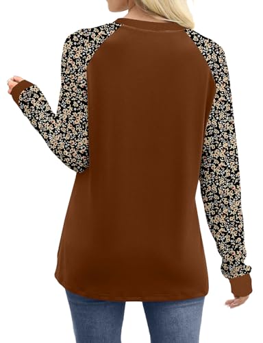 WIHOLL Long Sleeve Shirts for Women Color Block Raglan Tops Casual Crewneck Basic Tees Fall Clothes 2026 Fashion
