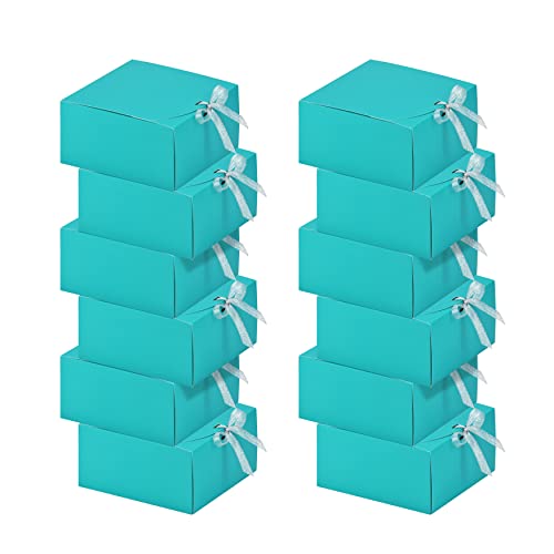 HUAPRINT 12 Sets Teal Blue Gift Boxes with Lids,8x8x4 inches Gift Paper Box Wrap for Bridesmaid Proposal,Wedding,Packagin...