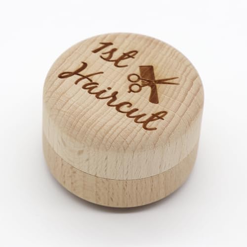 Liannan Custom Wooden First Haircut Curl Keepsake,Baby's First Curl Keepsake Box，My First Haircut Box (style 2)