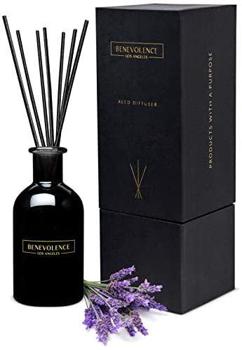 Benevolence LA Reed Diffusers for Home, Lavender & Eucalyptus Relaxing Fragrance | Aromatherapy Reed Diffuser Sticks with ...
