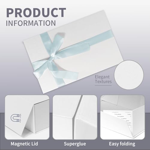 Rinrda Large White Gift Box,13.75"x9"x4.5", Gift Boxes with Magnetic Lids for Presents Closure Gift Packing for Birthday,C...