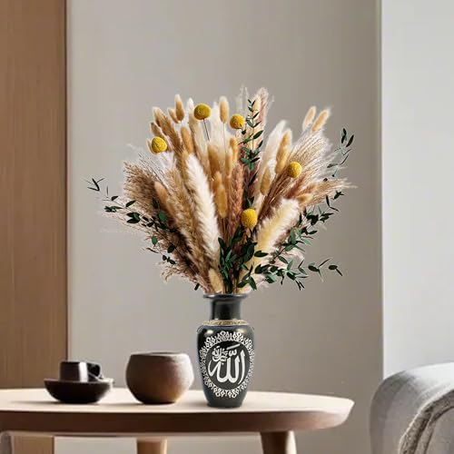 Boho Dried Flowers Bouquet – Olive Green Wall Decor, Pampas Grass Bouquet, Rustic Flower Arrangement, Moody Office & Bedro...
