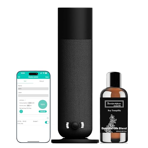 Smart Waterless Essential Oil Diffuser, Scent Air Machine for Home, Aromatherapy Scent Diffuser with Roy Tranquility Oil, ...