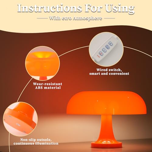 Modern Decorative Table Lamp, Mushroom Cap Design, USB Powered, 3 Lighting Modes, Dimmable, for Bedroom, Living Room Deco...