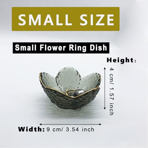 BESSKON Flower Ring Dish Jewelry Tray, Glass Jewelry Dish Tray, Aesthetic Room Decor Small Trinket Dish, Nightstand Jewler...