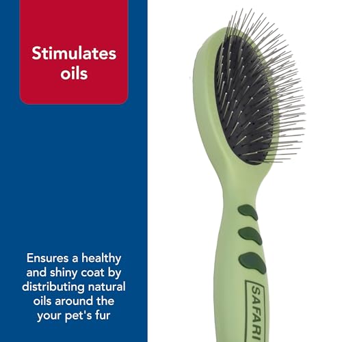 Coastal Pet Safari Wire Pin Brush - No-Slip Plastic Handle for Short and Long Pet Hair - 9.25" x 2.5" Compatible Grooming ...