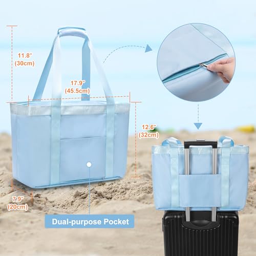 Yarwo Beach Bag for Women, Sandproof Swim Tote Bag with Cooler Compartment and Wet & Dry Pockets for Pool Cruise Vacation