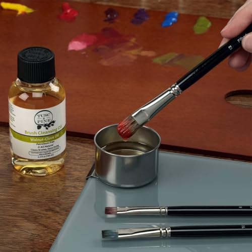 Tusc & Pine Brush Cleansing Oil - 100ml (3.4 Fl Oz) Walnut-Clove Oil Paint Brush Cleaner, Preserves Natural & Synthetic Br...